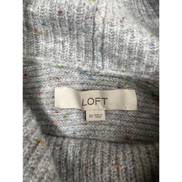 Loft Women's Cowl Neck Sweater Grey Multicolor Flecked Turtleneck Size XS - Picture 3 of 6